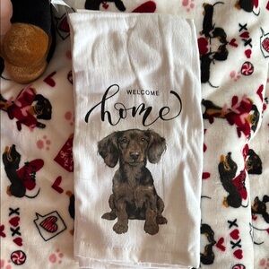 Welcome Home Dachshund Print Towel